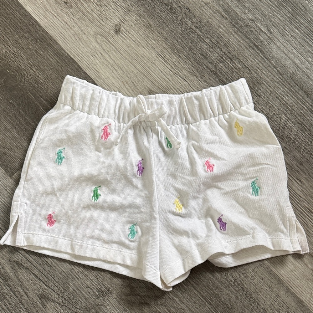 Ralph Lauren White Shorts with Multicolor Embroidery
